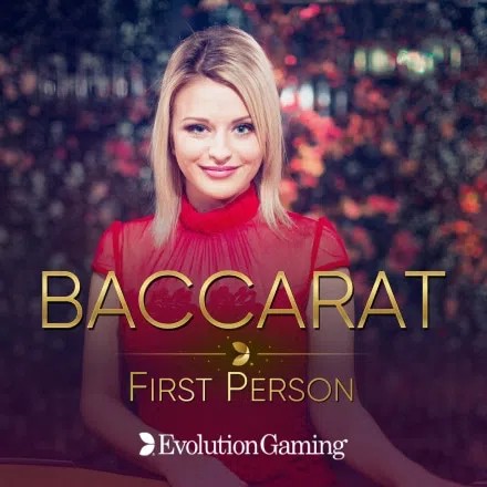 First Person Baccarat slot logo by Evolution at Oscarspin